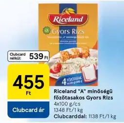 Tesco Riceland „A” minőségű főzőtasakos Gyors Rizs ajánlat
