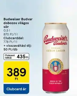 Tesco Budweiser Budvar dobozos világos sör ajánlat