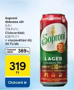 Tesco Soproni Dobozos Sör ajánlat