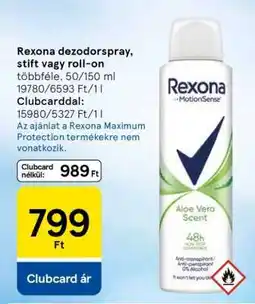 Tesco Rexona dezodorspray, stift vagy roll-on ajánlat
