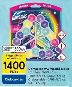 Tesco Domestos WC-frissítő blokk ajánlat