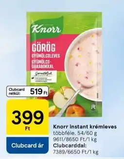 Tesco Knorr instant krémleves ajánlat