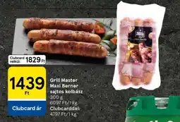 Tesco Grill Master Maxi Berner sajtos kolbász ajánlat