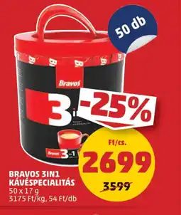 PENNY Bravos 3in1 kávéspecialitás ajánlat