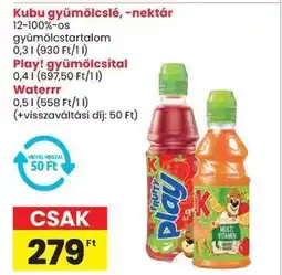 Spar Kubu gyümölcslé, -nektár ajánlat