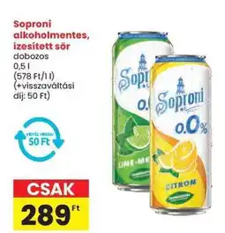 Spar SOPRONI Alkoholmentes ízesített sör ajánlat