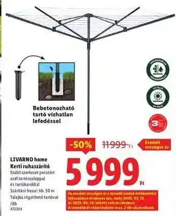 Lidl LIVARNO HOME Kerti ruhaszárító ajánlat