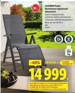 Lidl LIVARNO HOME Alumínium napozószék lábtartóval ajánlat