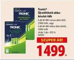 Lidl Tronic Újratölthető akku-készlet 4db ajánlat