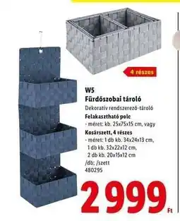 Lidl W5 Fürdőszobai tároló ajánlat
