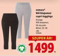 Lidl esmara Női biopamut capri-leggings ajánlat