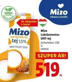 Lidl MIZO Laktózmentes UHT tej ajánlat