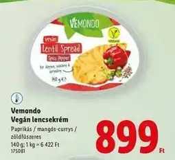 Lidl Vemondo Vegán lencsekrém ajánlat