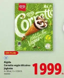 Lidl Algida Cornetto vegán tölcséres jégkrém ajánlat