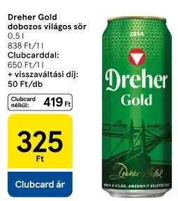Tesco Dreher Gold dobozos világos sör ajánlat