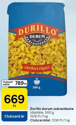 Tesco Durillo durum száraztészta ajánlat