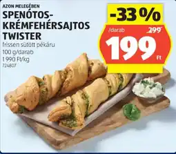 ALDI Azon Melegében Spenótos-krémfehérsajtos twister ajánlat