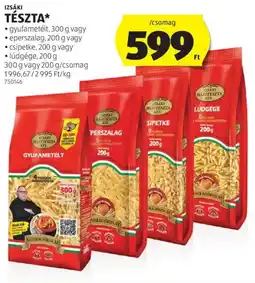 ALDI Izsáki tészta ajánlat