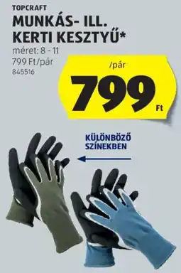 ALDI Topcraft munkás- ill. kerti kesztyű ajánlat