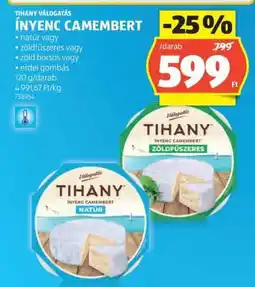 ALDI Tihany Ínyenc Camembert ajánlat