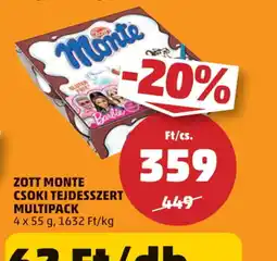PENNY Zott Monte Csoki Tejdesszert Multipack ajánlat
