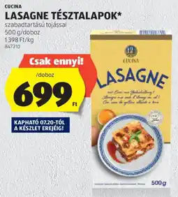 ALDI Cucina lasagne tésztalapok ajánlat