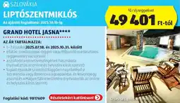 ALDI Szlovákia Liptószentmiklós Grand Hotel Jasna ajánlat