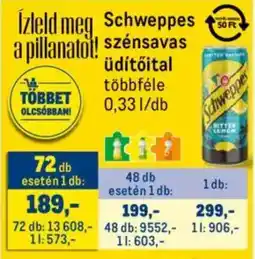 Metro Schweppes szénsavas üdítőital ajánlat