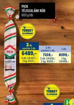 Metro Pick téliszalámi rúd ajánlat