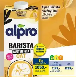 Metro Alpro Barista növényi ital ajánlat