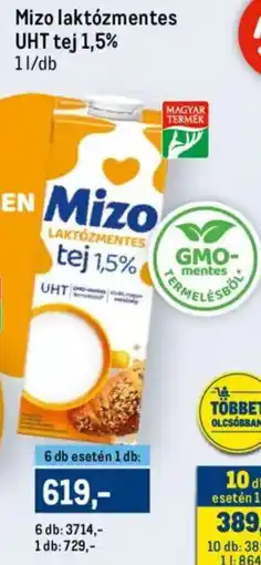Metro Mizo laktózmentes UHT tej 1,5% ajánlat
