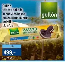 Metro Gullón töltött kakaós szendvics keksz hozzáadott cukor nélkül ajánlat