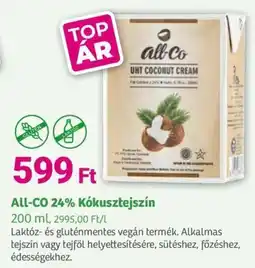 Herbaház ALL-CO 24% Kókusztejszín ajánlat