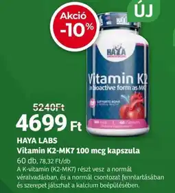 Herbaház HAYA LABS Vitamin K2-MK7 100 mcg kapszula ajánlat