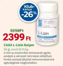 Herbaház CASA L-Lizin italpor ajánlat