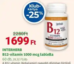 Herbaház INTERHERB B12-vitamin 1000 mcg tabletta ajánlat