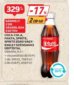 Auchan Coca-Cola, Fanta, Sprite, Sprite Zero vagy Kinley Szénsavas Üdítőital ajánlat