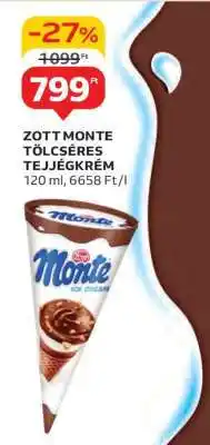 Auchan Zott Monte Tölcséres Tejjégkrém ajánlat