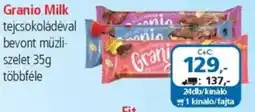 ÁRKLUB Granio Milk tejcsokoládéval bevont müzli- szelet ajánlat