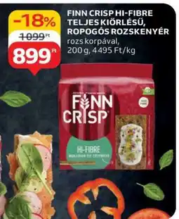 Auchan FINN CRISP HI-FIBRE TELJES KIŐRLÉSŰ, ROPOGÓS ROZSKENYÉR ajánlat