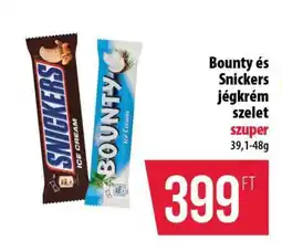 Coop Bounty és Snickers jégkrém szelet ajánlat