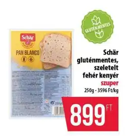 Coop Schär gluténmentes, szeletelt fehér kenyér ajánlat
