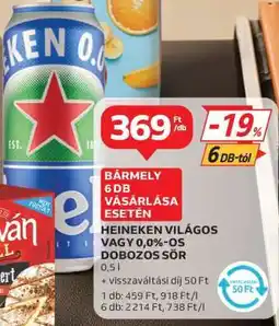 Auchan Heineken Világos vagy 0,0%-os Dobozos Sör ajánlat