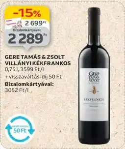 Auchan Gere Tamás & Zsolt Villányi Kékfrankos ajánlat