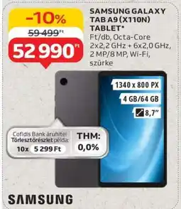 Auchan SAMSUNG GALAXY TAB A9 (X110N) TABLET ajánlat