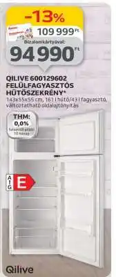 Auchan QILIVE 600129602 FELÜLFAGYASZTÓS HŰTŐSZEKRÉNY ajánlat