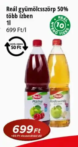 Real Reál gyümölcsszörp 50% több ízben ajánlat