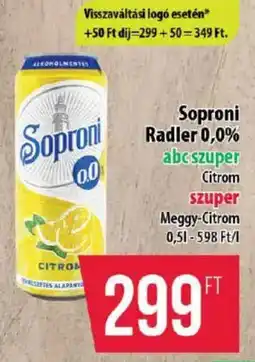 Coop Soproni Radler 0,0% ajánlat