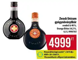 Coop Zwack Unicum gyógynövénylikőr ajánlat