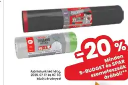 Interspar Minden S-BUDGET és SPAR szemeteszsák árából ajánlat